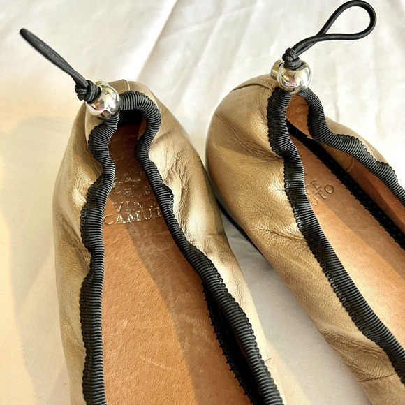 Vince Camuto Size 6 Jemilla Ballet Flat Beige Tan Nude Embossed Leather Shoes - Picture 2 of 15